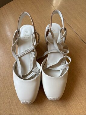 Society Cream Slingback Espadrille Flats with Ankle Wraps